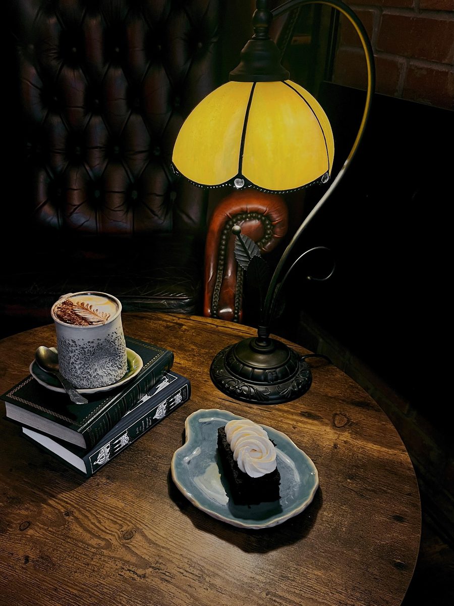 The leather sofa, a hot chocolate and a good book